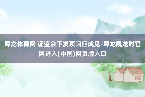 尊龙体育网 证监会下发项响应成见-尊龙凯龙时官网进入(中国)网页版入口