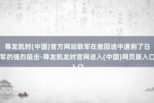 尊龙凯时(中国)官方网站联军在撤回途中遇到了日军的强烈阻击-尊龙凯龙时官网进入(中国)网页版入口
