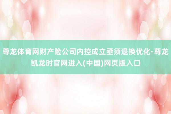 尊龙体育网财产险公司内控成立亟须退换优化-尊龙凯龙时官网进入(中国)网页版入口