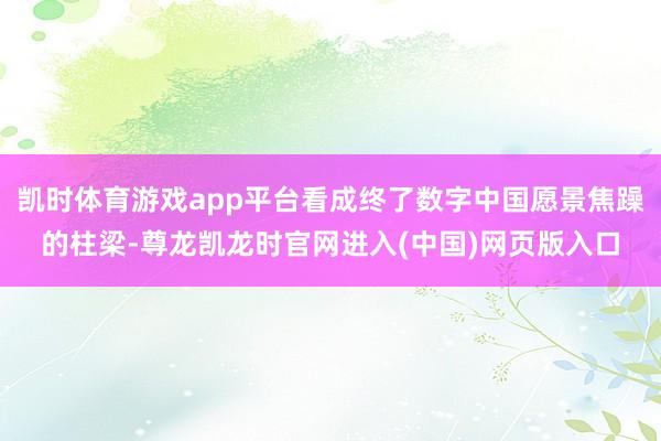 凯时体育游戏app平台看成终了数字中国愿景焦躁的柱梁-尊龙凯龙时官网进入(中国)网页版入口
