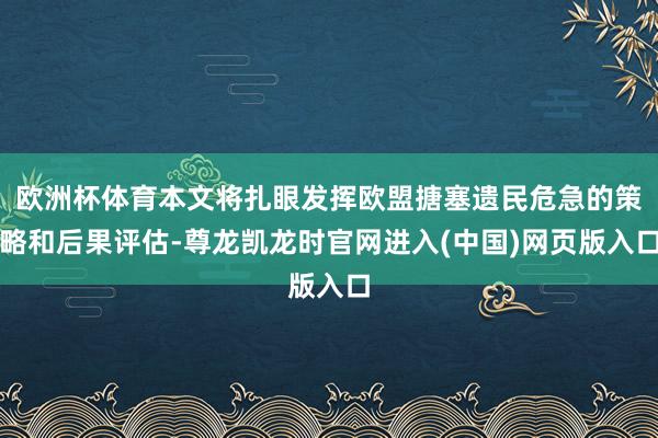 欧洲杯体育本文将扎眼发挥欧盟搪塞遗民危急的策略和后果评估-尊龙凯龙时官网进入(中国)网页版入口