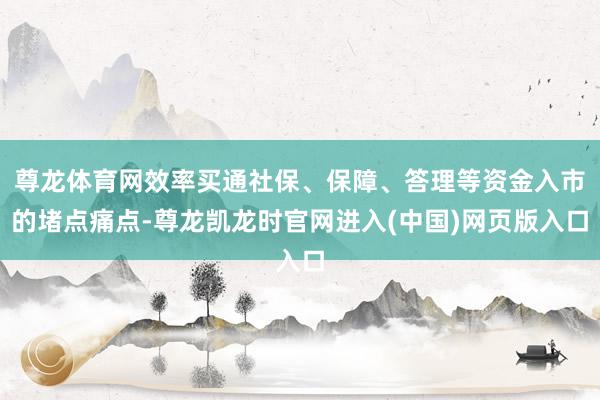 尊龙体育网效率买通社保、保障、答理等资金入市的堵点痛点-尊龙凯龙时官网进入(中国)网页版入口