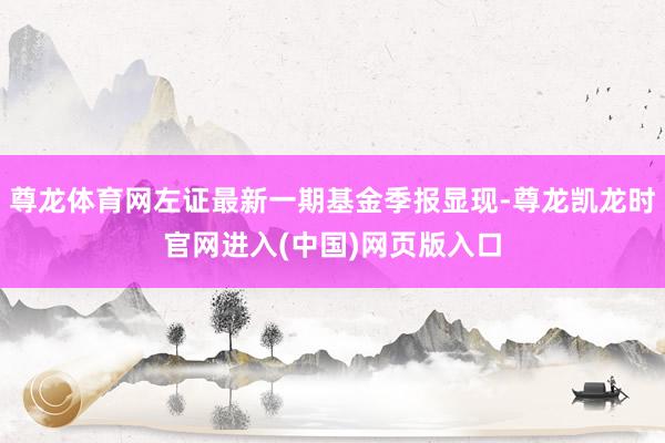 尊龙体育网左证最新一期基金季报显现-尊龙凯龙时官网进入(中国)网页版入口