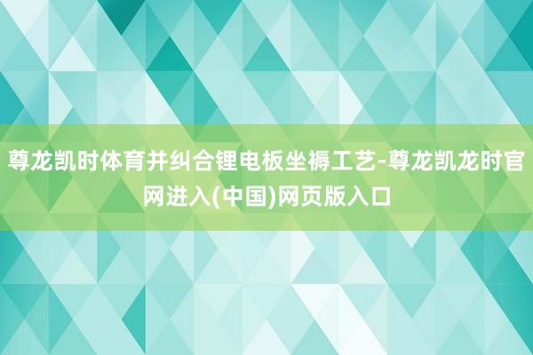 尊龙凯时体育并纠合锂电板坐褥工艺-尊龙凯龙时官网进入(中国)网页版入口