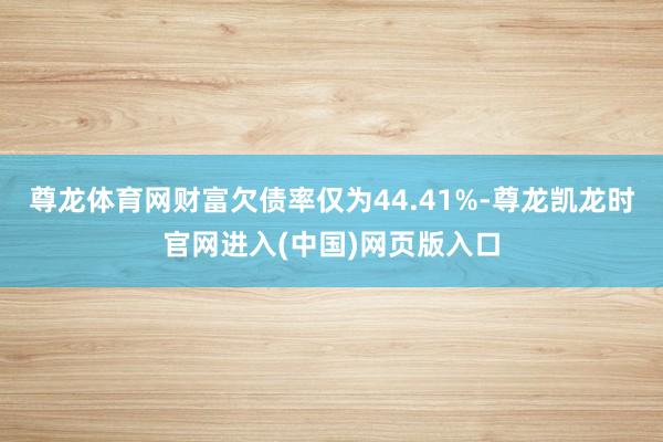 尊龙体育网财富欠债率仅为44.41%-尊龙凯龙时官网进入(中国)网页版入口