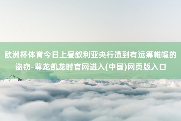 欧洲杯体育今日上昼叙利亚央行遭到有运筹帷幄的盗窃-尊龙凯龙时官网进入(中国)网页版入口