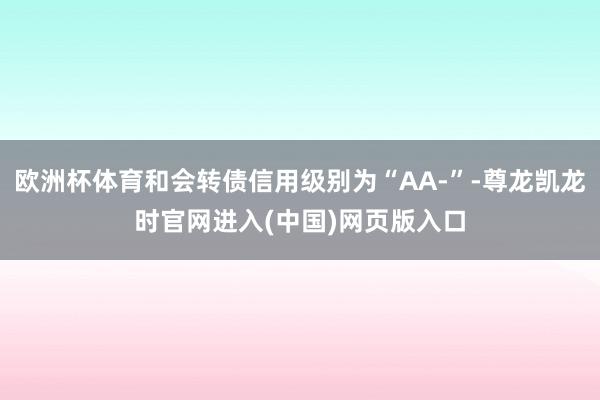 欧洲杯体育和会转债信用级别为“AA-”-尊龙凯龙时官网进入(中国)网页版入口