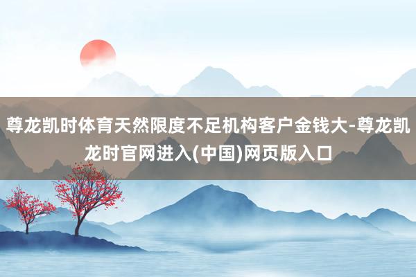 尊龙凯时体育天然限度不足机构客户金钱大-尊龙凯龙时官网进入(中国)网页版入口