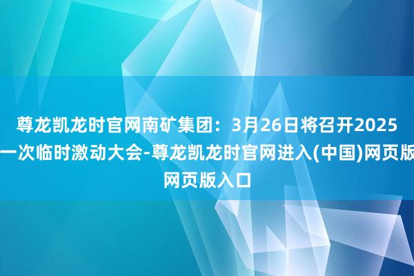 尊龙凯龙时官网南矿集团：3月26日将召开2025年第一次临时激动大会-尊龙凯龙时官网进入(中国)网页版入口