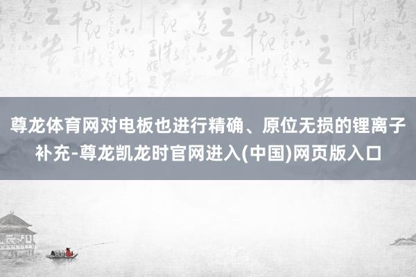 尊龙体育网对电板也进行精确、原位无损的锂离子补充-尊龙凯龙时官网进入(中国)网页版入口