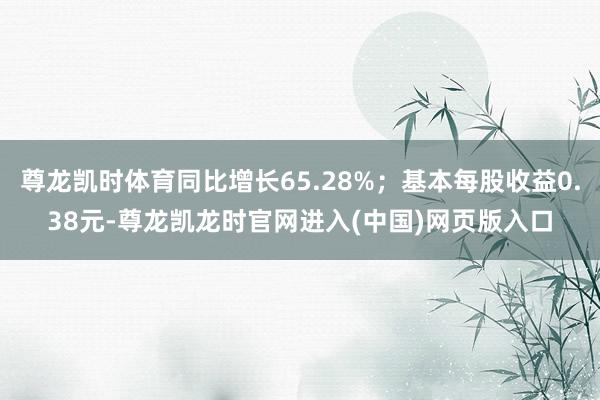尊龙凯时体育同比增长65.28%；基本每股收益0.38元-尊龙凯龙时官网进入(中国)网页版入口
