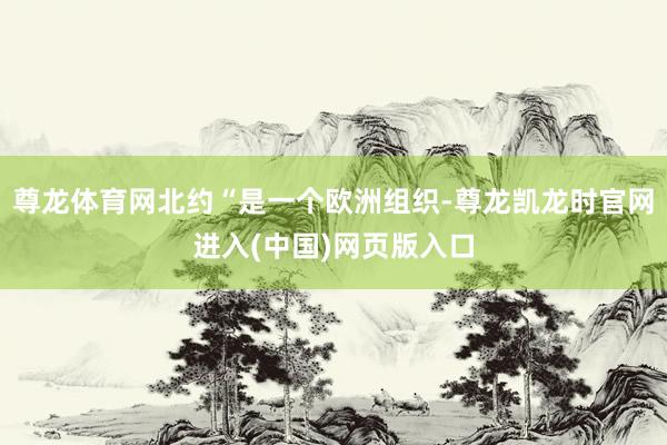 尊龙体育网北约“是一个欧洲组织-尊龙凯龙时官网进入(中国)网页版入口