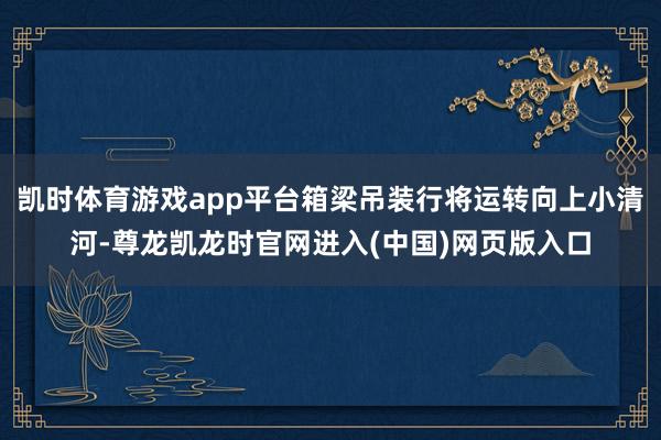 凯时体育游戏app平台箱梁吊装行将运转向上小清河-尊龙凯龙时官网进入(中国)网页版入口