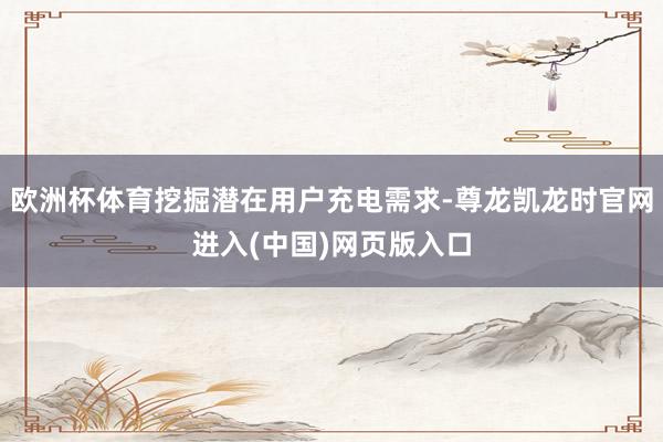 欧洲杯体育挖掘潜在用户充电需求-尊龙凯龙时官网进入(中国)网页版入口