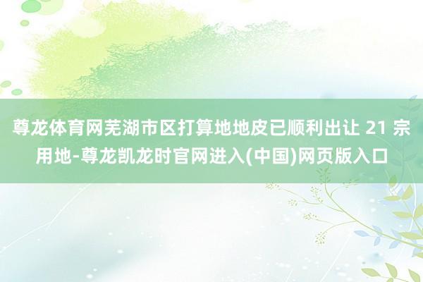 尊龙体育网芜湖市区打算地地皮已顺利出让 21 宗用地-尊龙凯龙时官网进入(中国)网页版入口