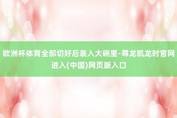 欧洲杯体育全部切好后装入大碗里-尊龙凯龙时官网进入(中国)网页版入口
