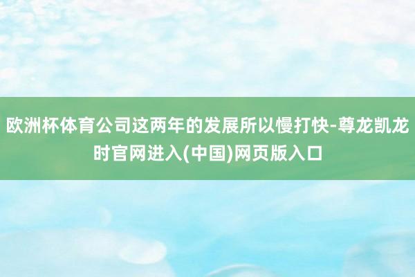 欧洲杯体育公司这两年的发展所以慢打快-尊龙凯龙时官网进入(中国)网页版入口