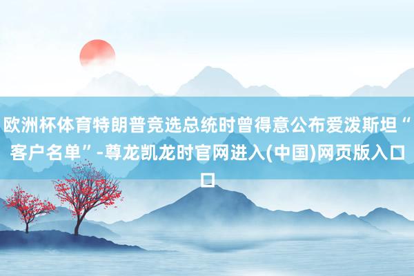 欧洲杯体育特朗普竞选总统时曾得意公布爱泼斯坦“客户名单”-尊龙凯龙时官网进入(中国)网页版入口