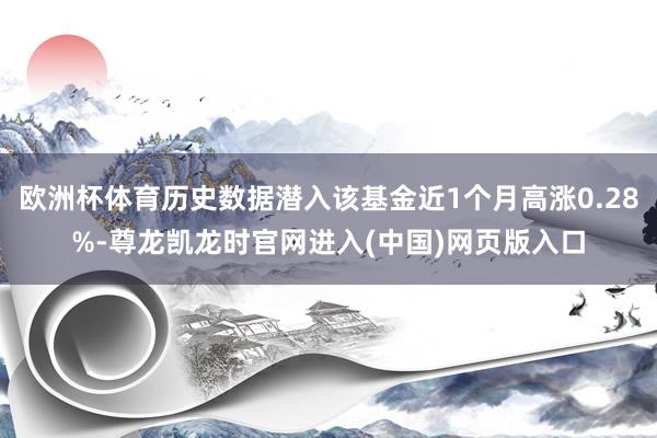 欧洲杯体育历史数据潜入该基金近1个月高涨0.28%-尊龙凯龙时官网进入(中国)网页版入口