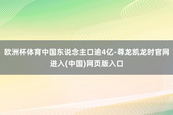 欧洲杯体育中国东说念主口逾4亿-尊龙凯龙时官网进入(中国)网页版入口