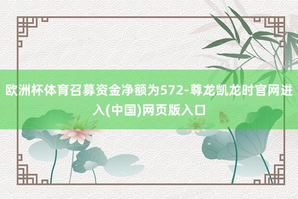 欧洲杯体育召募资金净额为572-尊龙凯龙时官网进入(中国)网页版入口