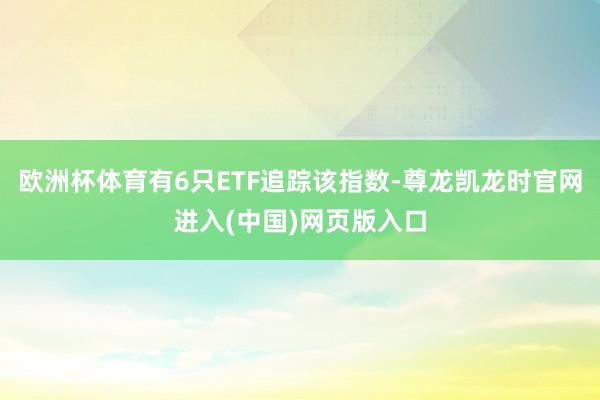 欧洲杯体育有6只ETF追踪该指数-尊龙凯龙时官网进入(中国)网页版入口