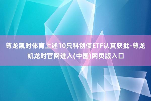 尊龙凯时体育上述10只科创债ETF认真获批-尊龙凯龙时官网进入(中国)网页版入口