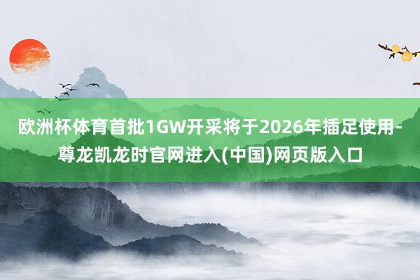 欧洲杯体育首批1GW开采将于2026年插足使用-尊龙凯龙时官网进入(中国)网页版入口