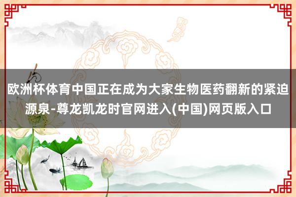 欧洲杯体育中国正在成为大家生物医药翻新的紧迫源泉-尊龙凯龙时官网进入(中国)网页版入口