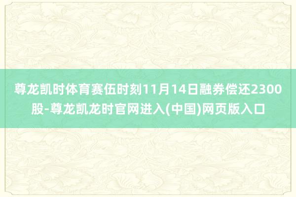 尊龙凯时体育赛伍时刻11月14日融券偿还2300股-尊龙凯龙时官网进入(中国)网页版入口