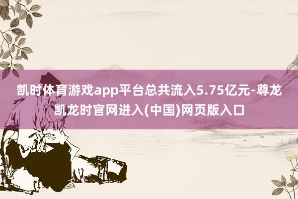 凯时体育游戏app平台总共流入5.75亿元-尊龙凯龙时官网进入(中国)网页版入口