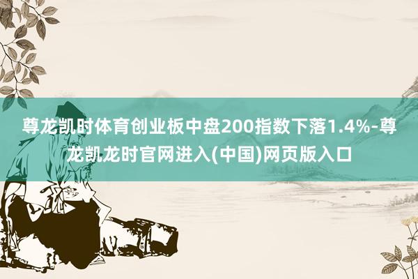 尊龙凯时体育创业板中盘200指数下落1.4%-尊龙凯龙时官网进入(中国)网页版入口