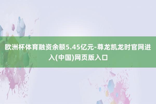 欧洲杯体育融资余额5.45亿元-尊龙凯龙时官网进入(中国)网页版入口