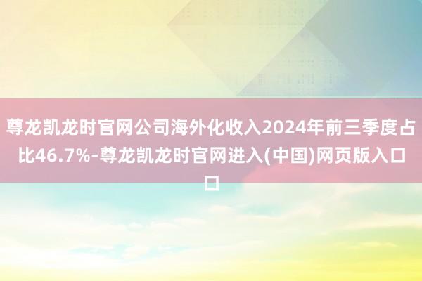 尊龙凯龙时官网公司海外化收入2024年前三季度占比46.7%-尊龙凯龙时官网进入(中国)网页版入口