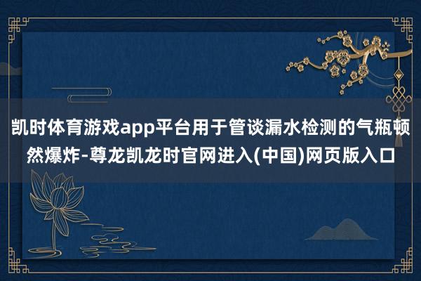 凯时体育游戏app平台用于管谈漏水检测的气瓶顿然爆炸-尊龙凯龙时官网进入(中国)网页版入口