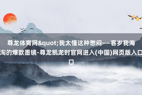 尊龙体育网"我太懂这种憋闷——客岁我海淘的爆款墨镜-尊龙凯龙时官网进入(中国)网页版入口