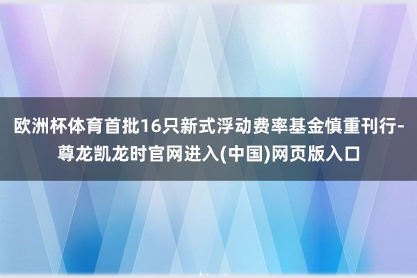 欧洲杯体育首批16只新式浮动费率基金慎重刊行-尊龙凯龙时官网进入(中国)网页版入口