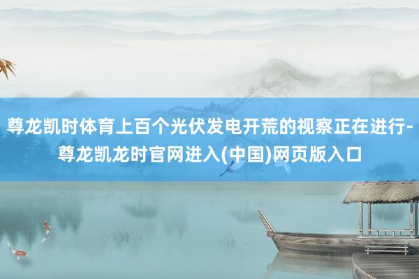 尊龙凯时体育上百个光伏发电开荒的视察正在进行-尊龙凯龙时官网进入(中国)网页版入口