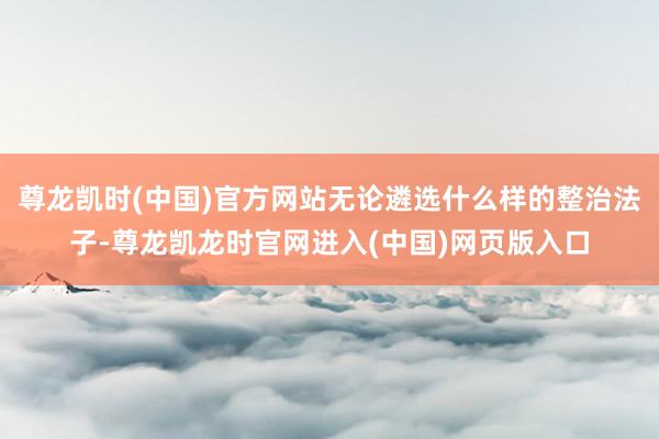 尊龙凯时(中国)官方网站无论遴选什么样的整治法子-尊龙凯龙时官网进入(中国)网页版入口