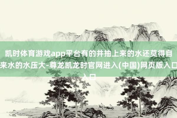 凯时体育游戏app平台有的井抽上来的水还莫得自来水的水压大-尊龙凯龙时官网进入(中国)网页版入口